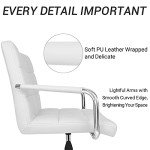 Stylish Adjustable White Mid-Back Office Chair