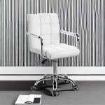 Stylish Adjustable White Mid-Back Office Chair