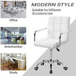Stylish Adjustable White Mid-Back Office Chair