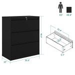 YITAHOME 3-Drawer Locking Lateral File Cabinet