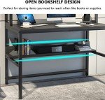 Black Computer Desk with Hutch and Storage Shelves