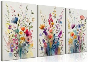 Framed Colorful Wildflower Canvas Art Set