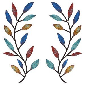 Metal Tree Leaf Wall Art – Elegant 2-Piece Set