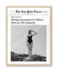 Trendy Newspaper Wall Art Print in Beige Frame