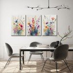 Framed Colorful Wildflower Canvas Art Set
