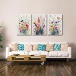 Framed Colorful Wildflower Canvas Art Set