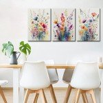 Framed Colorful Wildflower Canvas Art Set