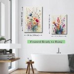 Framed Colorful Wildflower Canvas Art Set