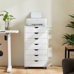 7-Drawer Rolling File Cabinet in White