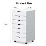 7-Drawer Rolling File Cabinet in White