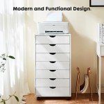 7-Drawer Rolling File Cabinet in White
