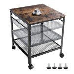 Rustic Adjustable Height 2-Tier End Table