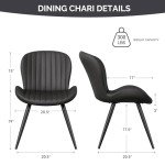Modern Set of 4 Black Dining Chairs with Comfy Backrest