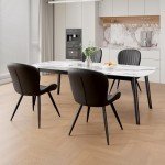 Modern Set of 4 Black Dining Chairs with Comfy Backrest
