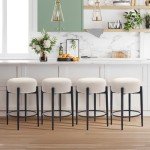 Modern Cream Bar Stools Set of 4