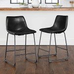 Modern Faux Leather Bar Stools Set of 2