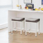 Gray Upholstered Bar Stools Set of 2