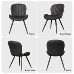 Modern Set of 4 Black Dining Chairs with Comfy Backrest