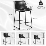 Modern Faux Leather Bar Stools Set of 2