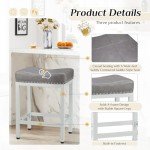 Gray Upholstered Bar Stools Set of 2