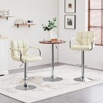 Set of 2 Modern Adjustable Bar Stools, Beige