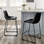 Modern Faux Leather Bar Stools Set of 2