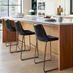 Modern Faux Leather Bar Stools Set of 2