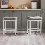Gray Upholstered Bar Stools Set of 2