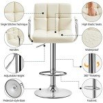 Set of 2 Modern Adjustable Bar Stools, Beige