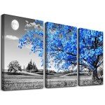 Black and White Tree Moon Canvas Wall Art