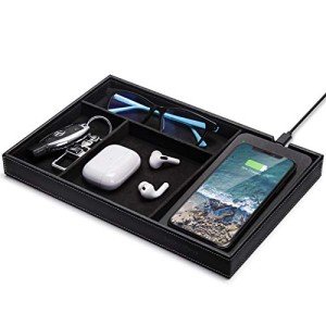 Wireless Charging Valet Tray and Nightstand Organizer
