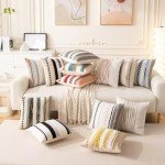 Boho Striped Throw Pillow Covers - Set of 2