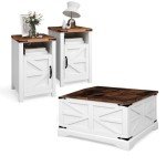 3-Piece Farmhouse Coffee & Side Table Set