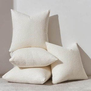 Cream White Decorative Throw Pillow Covers Set of 4