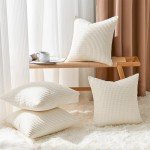 Cream White Decorative Throw Pillow Covers Set of 4