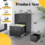 Metal 2 Drawer File Cabinet with Lock - Black