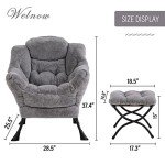 Welnow Modern Lounge Chair with Ottoman Set