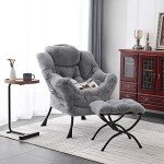 Welnow Modern Lounge Chair with Ottoman Set