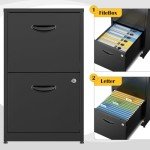 Metal 2 Drawer File Cabinet with Lock - Black