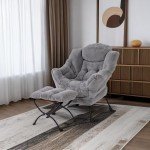 Welnow Modern Lounge Chair with Ottoman Set