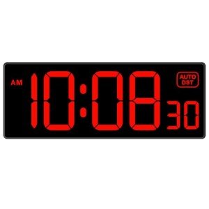 Large Red LED Digital Wall Clock for Seniors