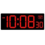 Large Red LED Digital Wall Clock for Seniors