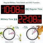 Large Red LED Digital Wall Clock for Seniors