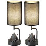 Modern Table Lamp Set with USB Charging Ports