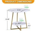 Modern Round Accent Side Table with Metal Frame