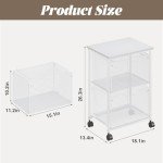 White Rolling File Cabinet with 2 Drawers & Wheels