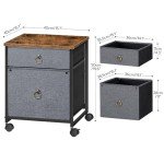 Rustic Mobile File Cabinet with 2 Drawers
