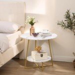 Modern Round Accent Side Table with Metal Frame