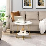 Modern Round Accent Side Table with Metal Frame