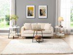 Modern Round Accent Side Table with Metal Frame